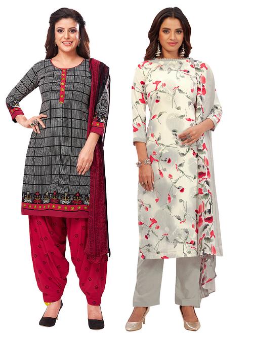 pack of 2 printed unstitched suit sets - 19327026 - Very Small Image - 1