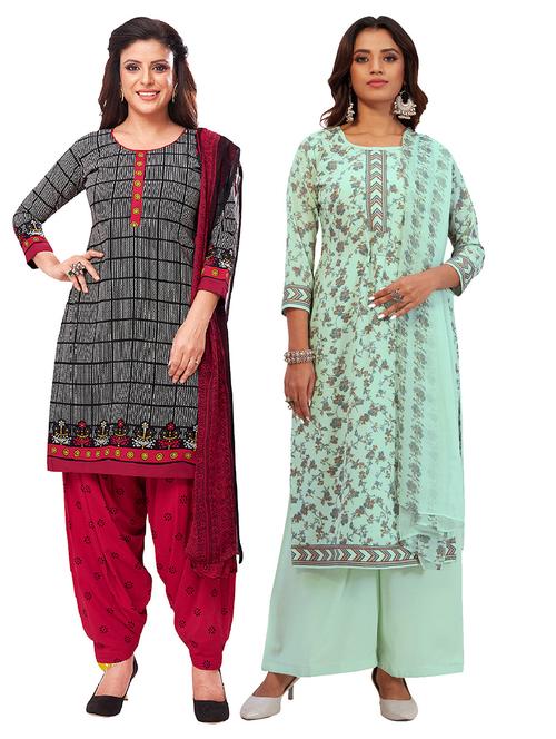 pack of 2 printed unstitched suit sets - 19327027 - Very Small Image - 1