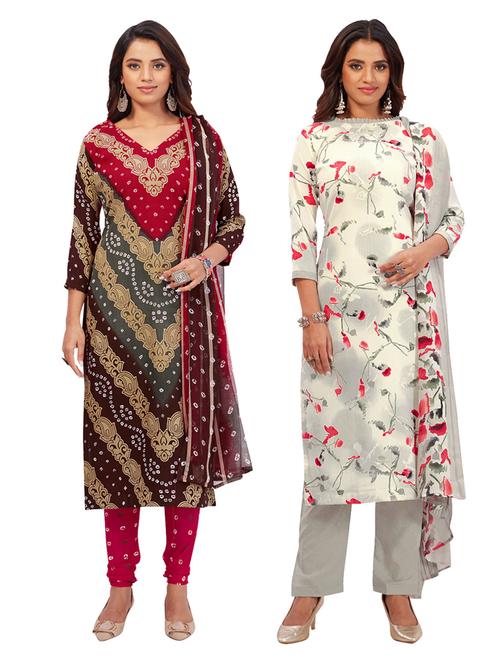 pack of 2 printed unstitched suit set - 19327367 - Very Small Image - 1
