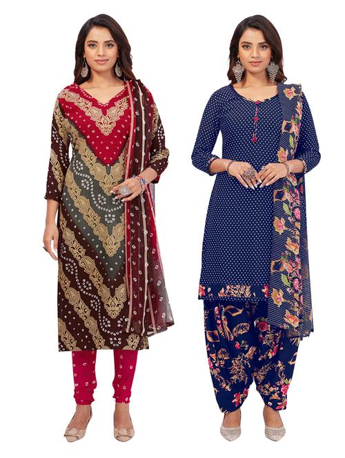 pack of 2 printed unstitched suit set - 19327376 - Very Small Image - 1