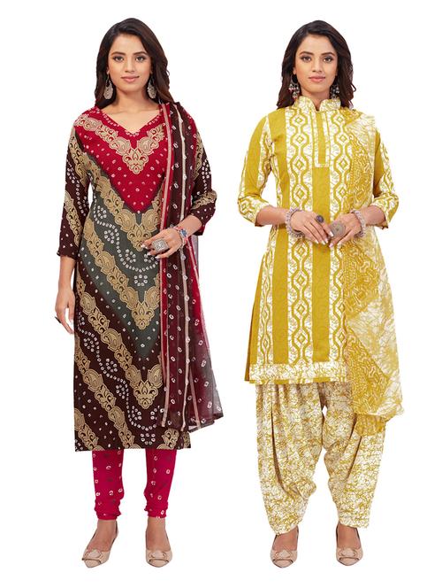 pack of 2 printed unstitched suit set - 19327383 - Very Small Image - 1