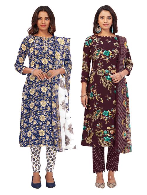 pack of 2 printed unstitched suit set - 19327397 - Very Small Image - 1