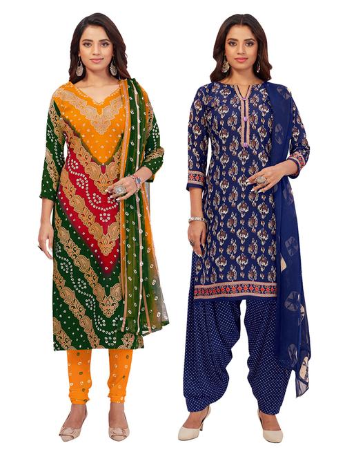 pack of 2 printed unstitched suit set - 19327540 - Very Small Image - 1