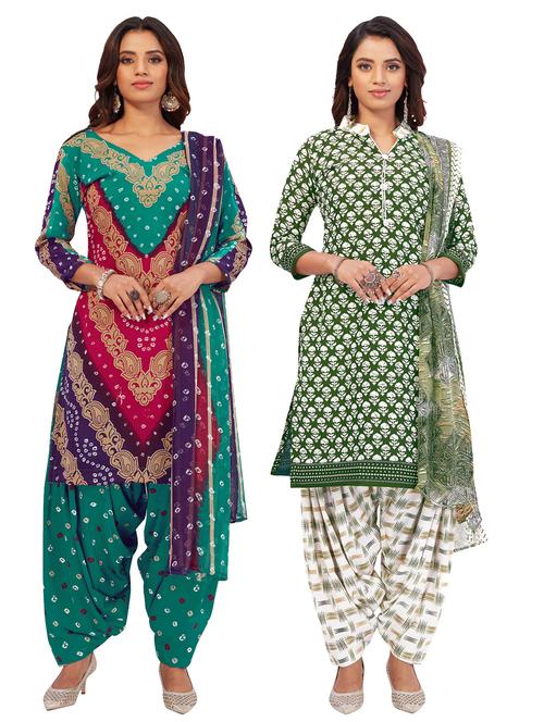 pack of 2 printed unstitched suit sets - 19327854 - Very Small Image - 1