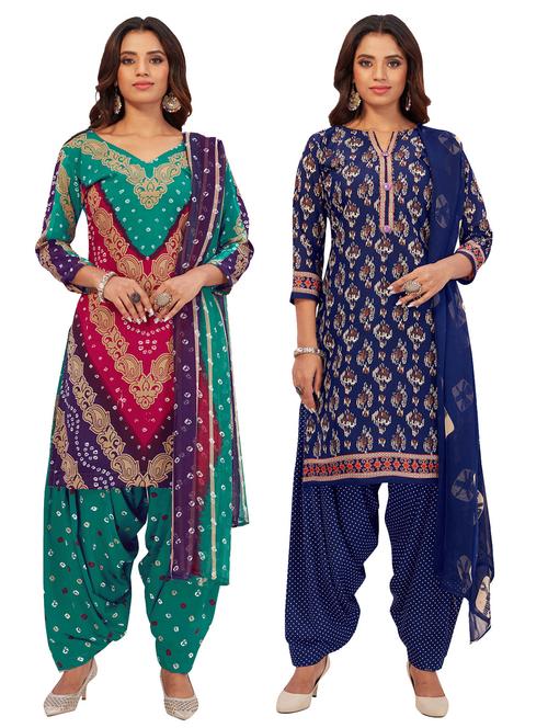 pack of 2 printed unstitched suit sets - 19327855 - Very Small Image - 1
