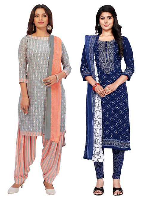 pack of 2 printed unstitched suit sets - 19327876 - Very Small Image - 1