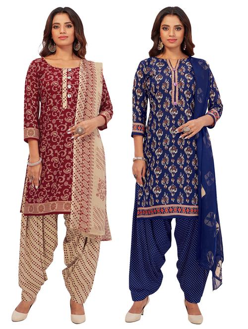 pack of 2 printed unstitched suit sets - 19327897 - Very Small Image - 1