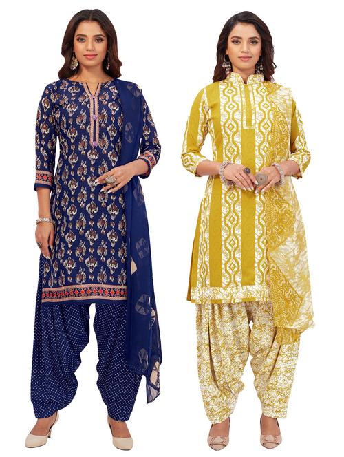 pack of 2 printed unstitched suit sets - 19327933 - Very Small Image - 1