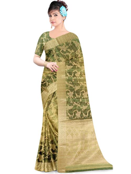 printed banarasi saree with blouse - 19328851 - Very Small Image - 1