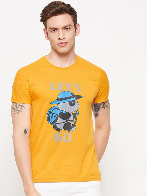 yellow cotton front print tshirt - 19328999 - Very Small Image - 1