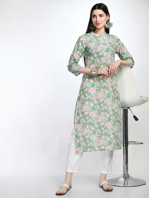 printed straight kurta - 19329061 - Very Small Image - 1