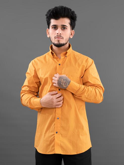 orange rayon casual shirt - 19329689 - Very Small Image - 1
