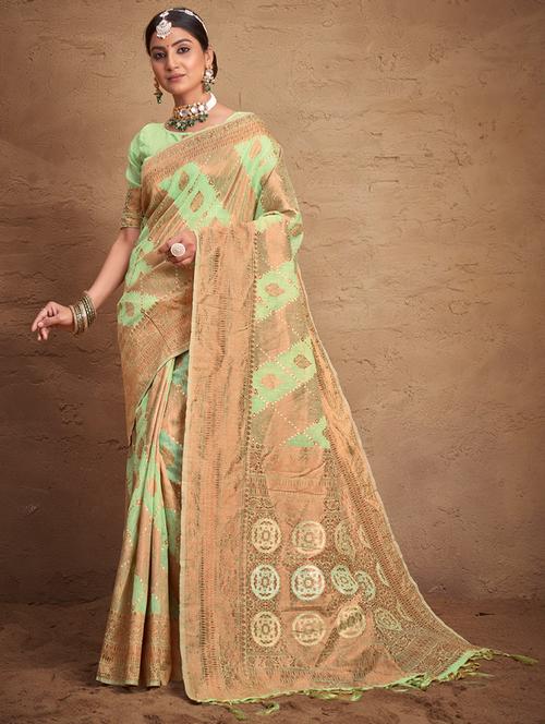 green cotton saree - 19330131 - Very Small Image - 1