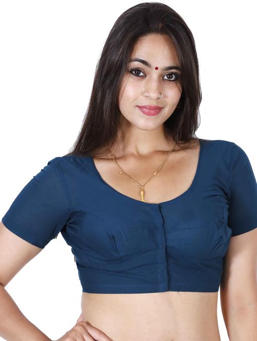 blue cotton regular blouse - 19330329 - Very Small Image - 1