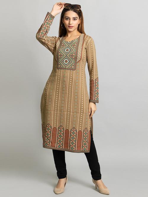 self design wool straight kurta - 19330466 - Very Small Image - 1