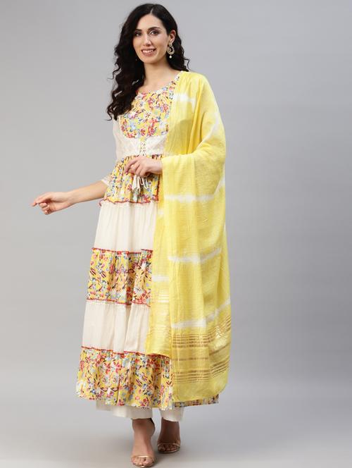 printed cotton fit & flare gown - 19330609 - Very Small Image - 1