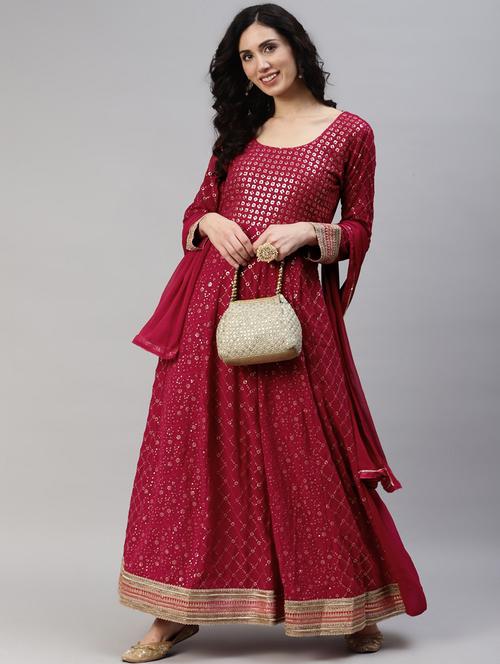 embellished unstitched anarkali suits - 19330638 - Very Small Image - 1