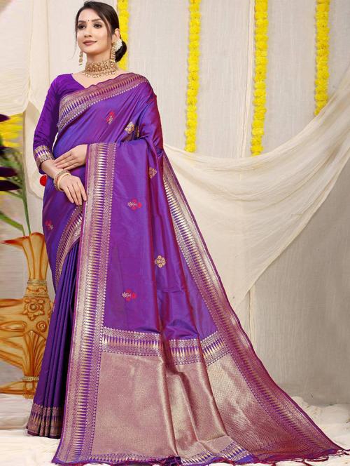 self design handloom saree with blouse - 19333041 - Very Small Image - 1
