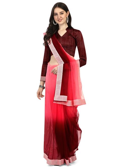 solid bordered saree with blouse - 19333046 - Very Small Image - 1