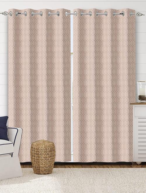 saral home beige cotton yarn 100% blackout set of 2 long door curtains (4x9 feet) - 19334224 - Very Small Image - 1