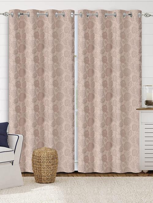 saral home beige cotton 100% blackout 2 piece door curtains (4x7 feet) - 19334240 - Very Small Image - 1