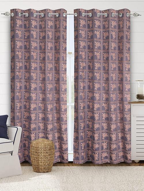 saral home blue cotton 100% blackout set of 2 long door curtains (4x9 feet) - 19334245 - Very Small Image - 1