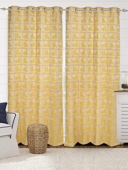saral home rust cotton yarn 100% blackout set of 2 long door curtains (4x9 feet)-1896 - 19334248 - Very Small Image - 1