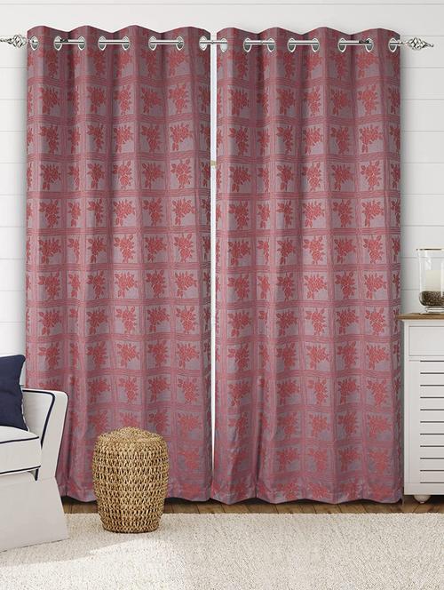 saral home rust cotton yarn 100% blackout set of 2 long door curtains (4x9 feet) - 19334249 - Very Small Image - 1