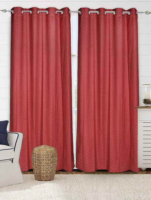 saral home rust cotton yarn 100% blackout set of 2 long door curtains (4x9 feet)-1897 - 19334257 - Very Small Image - 1