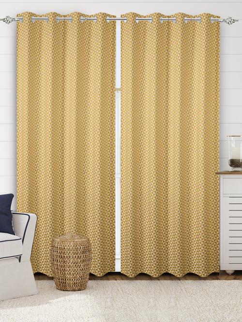 saral home cotton yellow 100% blackout set of 2 door curtains (4x7 feet) - 19334259 - Very Small Image - 1