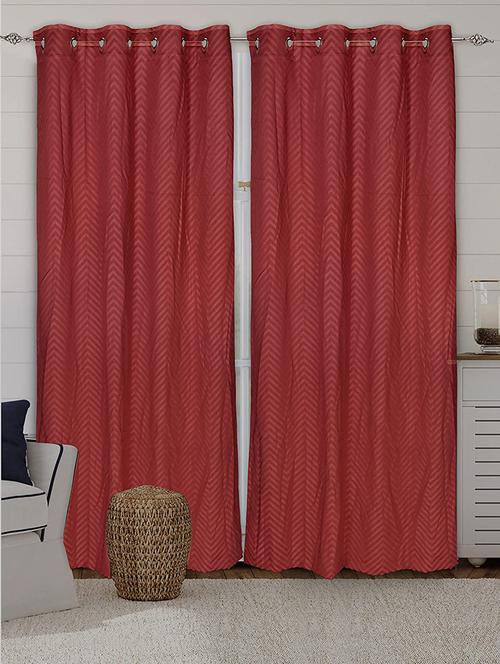 saral home rust cotton yarn 100% blackout set of 2 long door curtains (4x9 feet)-1898 - 19334280 - Very Small Image - 1