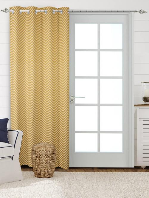 saral home yellow cotton yarn 100% blackout 1 piece door curtains (4x7 feet) - 19334285 - Very Small Image - 1