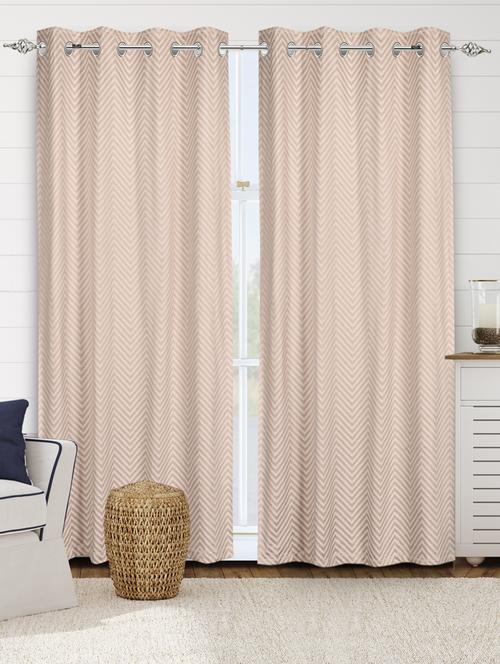 saral home beige cotton 100% blackout set of 2 long door curtains (4x9 feet) - 19334288 - Very Small Image - 1