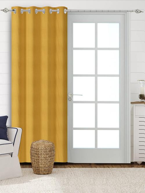 saral home cotton yarn yellow 100% blackout 1 piece long door curtains (4x9 feet) - 19334300 - Very Small Image - 1