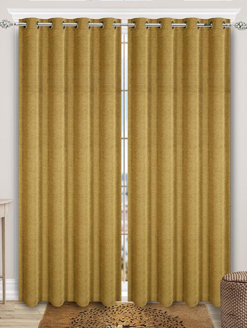 saral home chenille grommet curtains, 4 x 9 feet, gold, pack of 2 - 19334373 - Very Small Image - 1