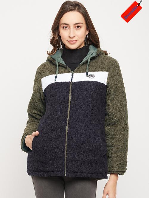 hood neck solid bomber/biker jacket - 19334980 - Very Small Image - 1