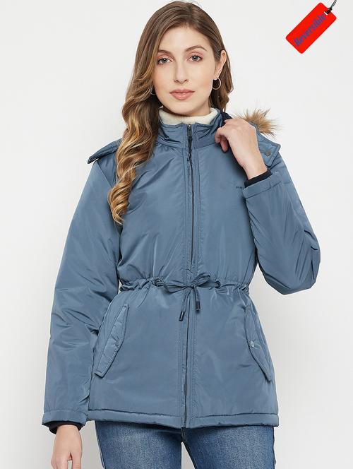 hood neck solid bomber/biker jacket - 19334986 - Very Small Image - 1