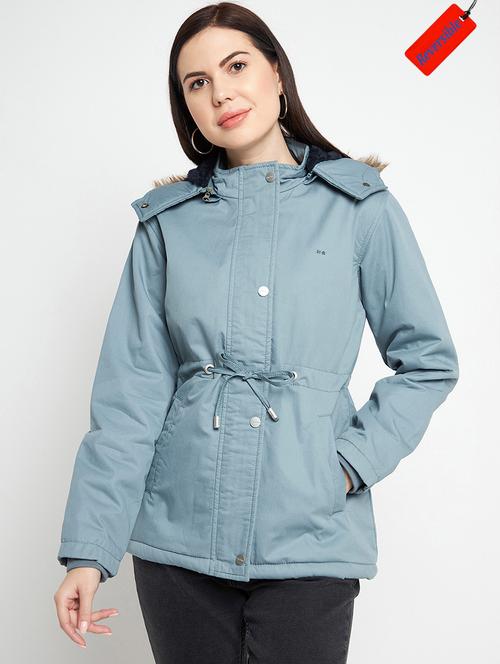 hood neck solid bomber/biker jacket - 19334990 - Very Small Image - 1
