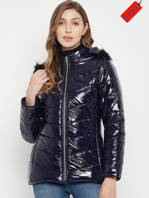 hood neck solid bomber/biker jacket - 19334999 - Very Small Image - 1