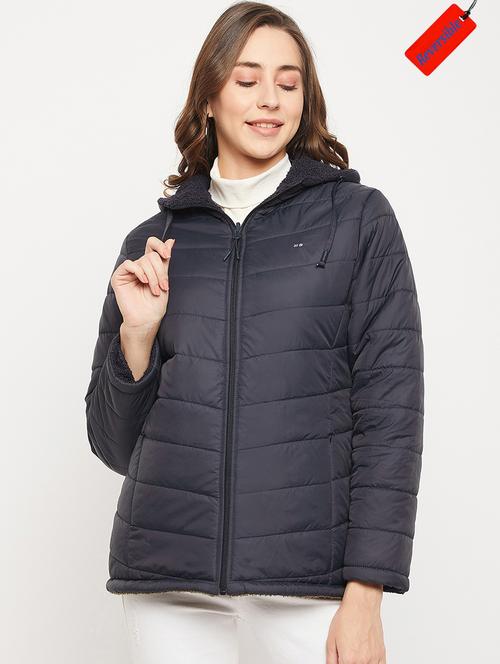 hood neck solid bomber/biker jacket - 19335001 - Very Small Image - 1
