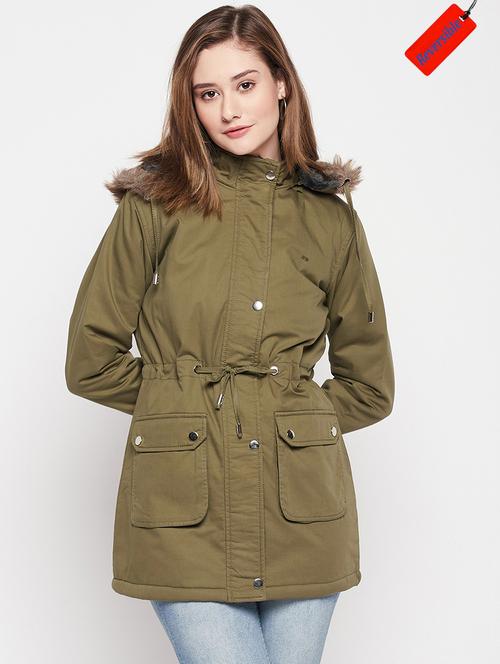 hood neck solid bomber/biker jacket - 19335013 - Very Small Image - 1
