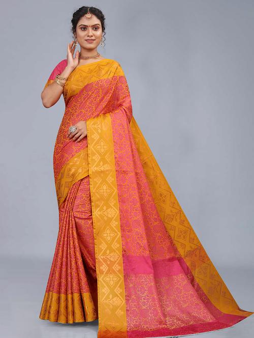 red jacquard banarasi saree - 19335124 - Very Small Image - 1