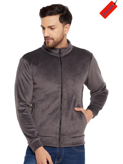 grey solid bomber jacket - 19335458 - Very Small Image - 1