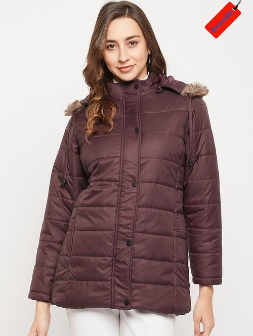 hood neck solid bomber/biker jacket - 19335500 - Very Small Image - 1