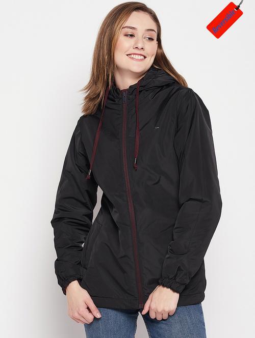 hood neck solid bomber/biker jacket - 19335503 - Very Small Image - 1