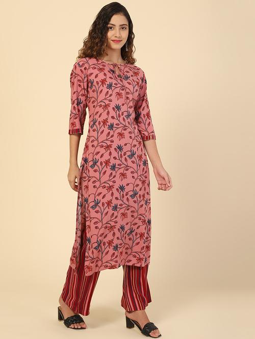 florals printed kurta palazzo set - 19335970 - Very Small Image - 1
