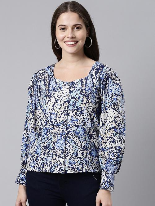 white crepe regular top - 19336107 - Very Small Image - 1