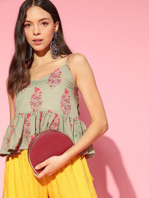 green printed crop top - 19336139 - Very Small Image - 1