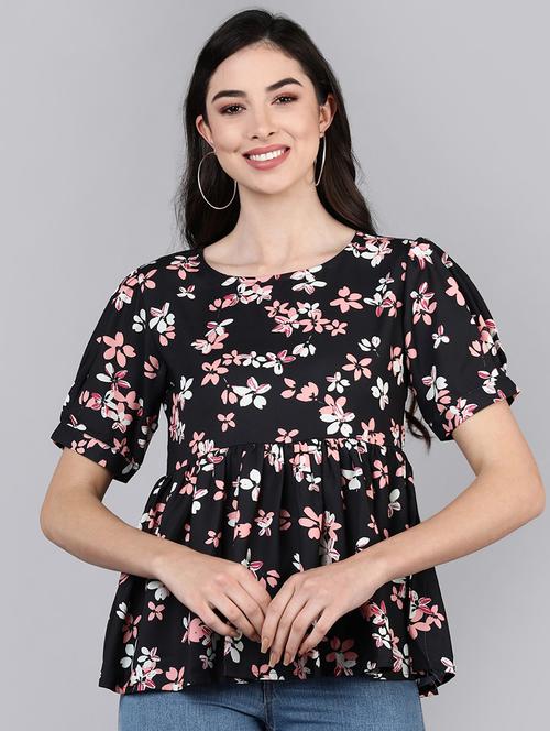 women's peplum round neck top - 19336222 - Very Small Image - 1