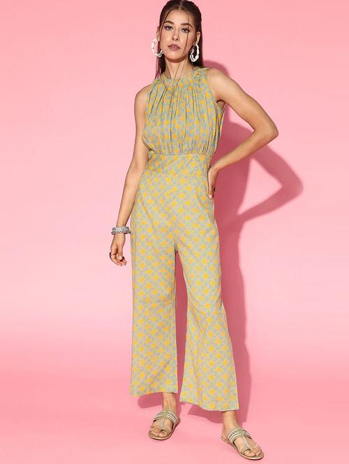 green cotton full leg jumpsuit - 19336295 - Very Small Image - 1